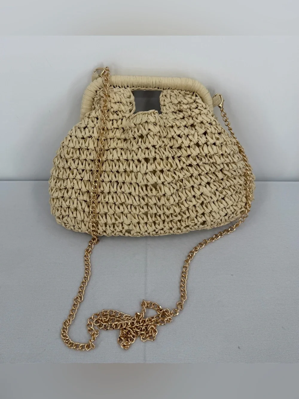 Woven Raffia Crochet Top Handle Crossbody Bag beach vacation resort coastal